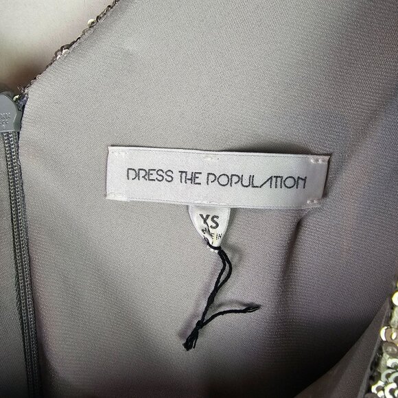 Dress the Population Carrie Silver Sequin Fit & Flare Sleeveless Mini Dress, XS - Picture 9 of 11